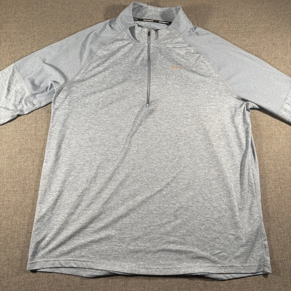 Nike Running Quarter Zip Mens XL Grey Dri-FIT Thumbhole Pullover‎ AH8973-493